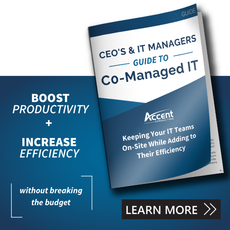 A book titled CEO'S & IT Managers guide to Co-Managed IT and it also has a CTA of Learn More.
