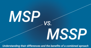 MSP VS MSSP Logo with a caption at the bottom